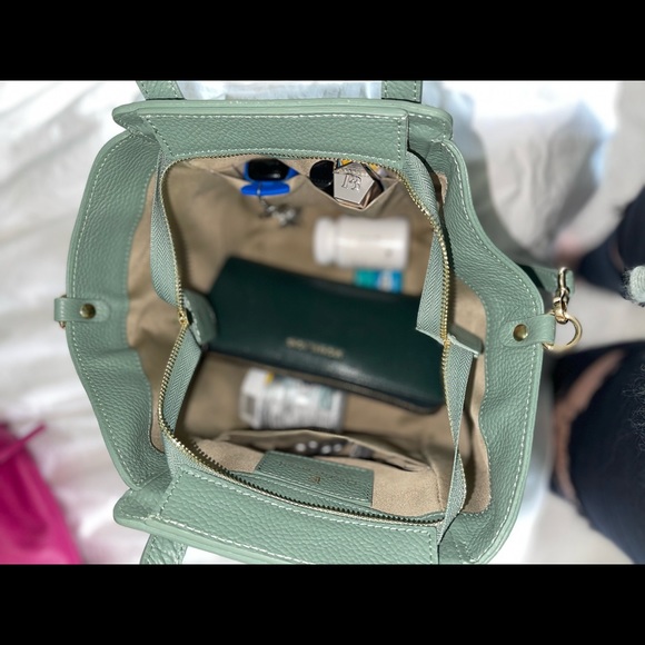 Chiara Ferretti Sage green Italian leather and raffia bag - Picture 3 of 3